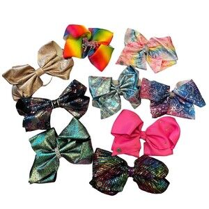 JoJo Siwa Hair Bows for Girls Lot of 9 6 Clips 3 Ponytail Holder
